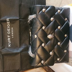 - KURT GEIGER Kensington XXL Black Leather Crossbody Bag
